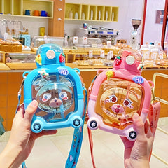 1000ml Cartoon Water Kettle Portable Double Drink Water Cup with 4 Random Stick