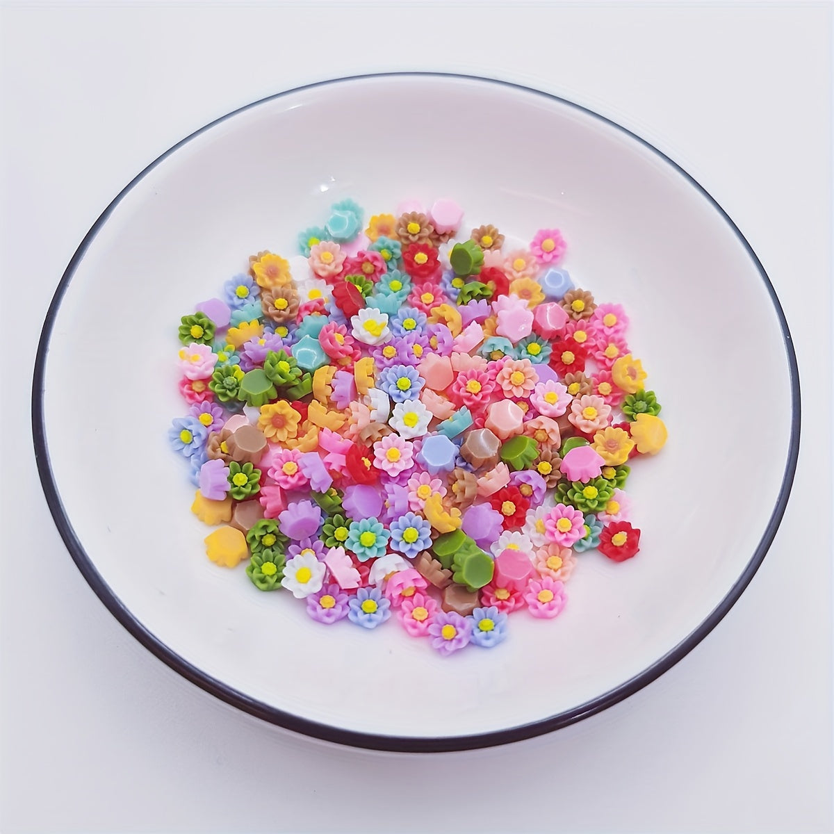 100pcs Mini Resin Flowers Cabochons Jewelry Nail Decorations DIY Arts Crafts