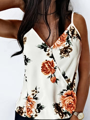 Floral Print Cami Top V Neck Sleeveless Summer Top