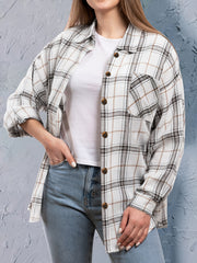 Plaid Button Front Plus Size Blouse Women's Gingham Shirt