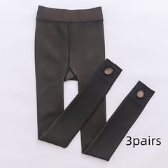 3 Pack Solid Slim Tights Opaque High Waist Elastic Leggings