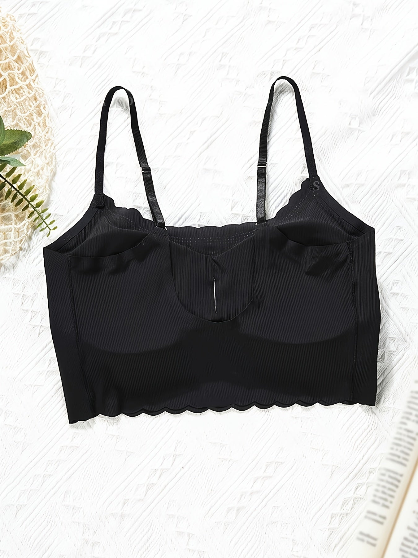 Scallop Trim Wireless Bra Full Coverage Lingerie