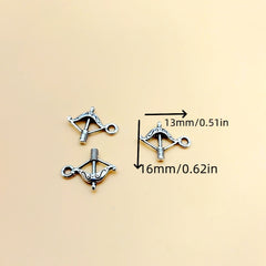 10pcs Silver Archery Earrings Pendants Vintage Arrow Charms for DIY Jewelry