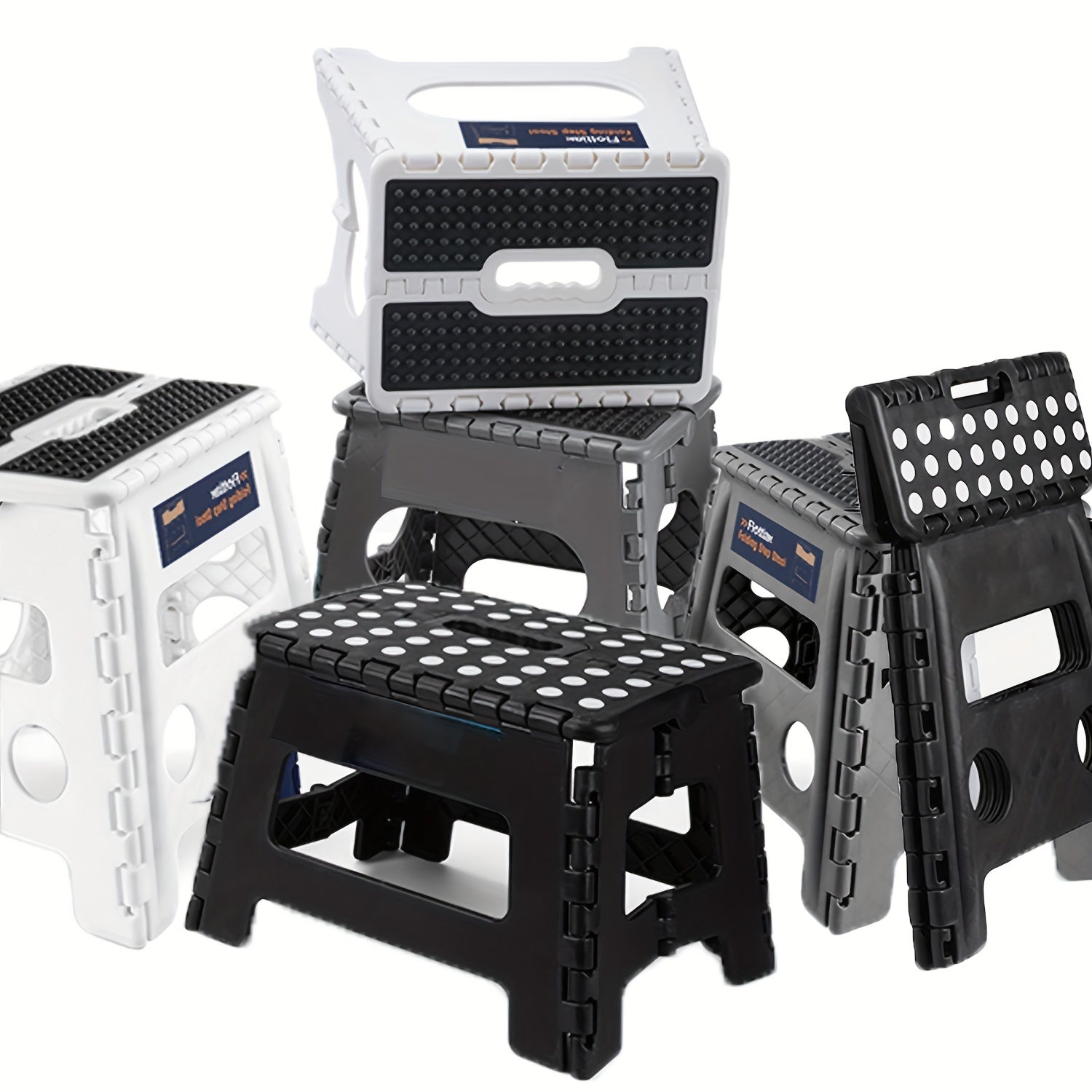 Tall Folding Step Stool 22x33x2cm Holds 136.08KG Non-Slip Surface