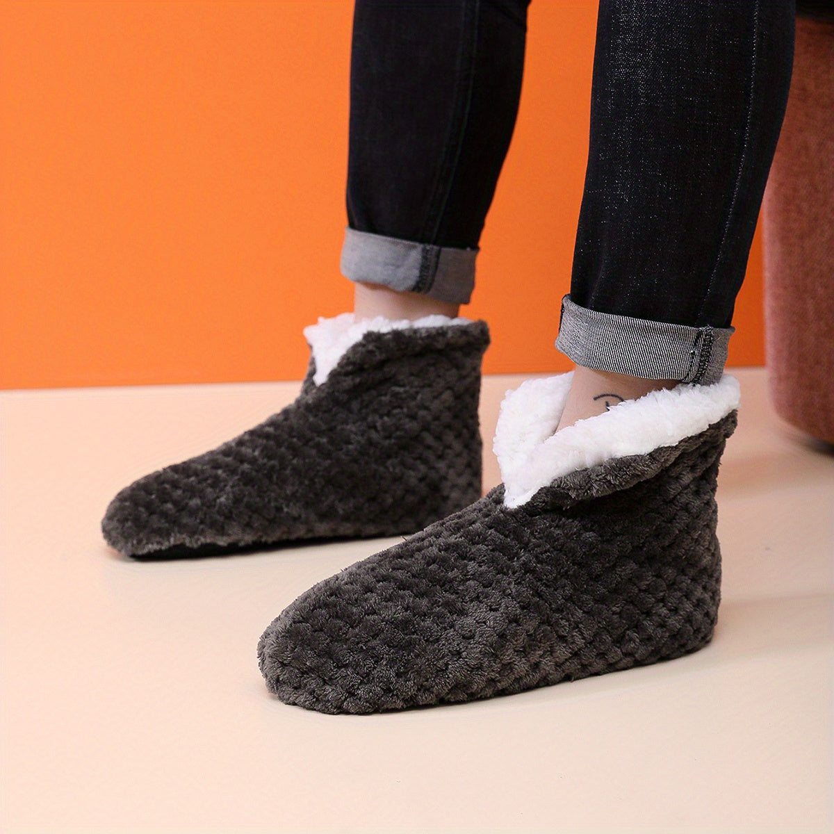 Men's Plush House Slippers Soft Shoes Fuzzy Casual