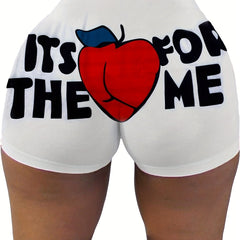 Letter Print Skinny Yoga Casual Summer Shorts Women's Clothing