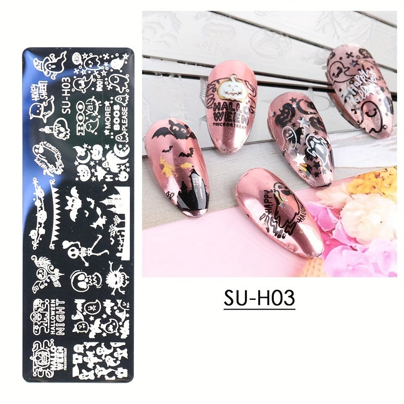 Halloween Nail Art Transfer Template Stainless Steel