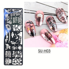Halloween Nail Art Transfer Template Stainless Steel