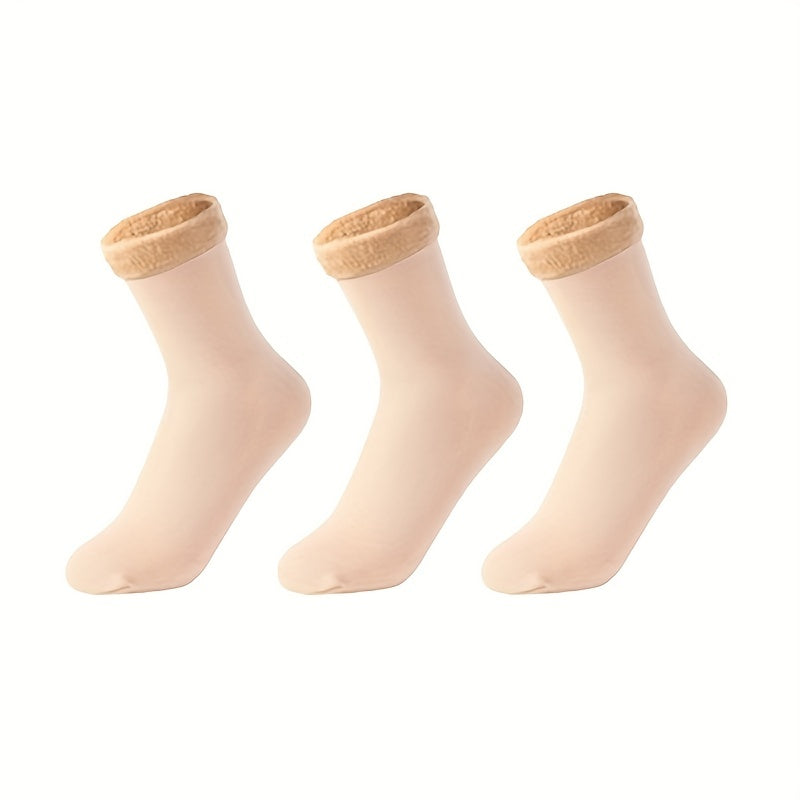 3 Pairs Fuzzy Socks Cozy & Warm Mid Tube Socks Women's Stockings