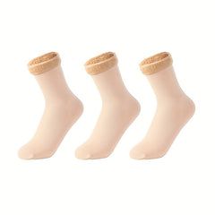 3 Pairs Fuzzy Socks Cozy & Warm Mid Tube Socks Women's Stockings