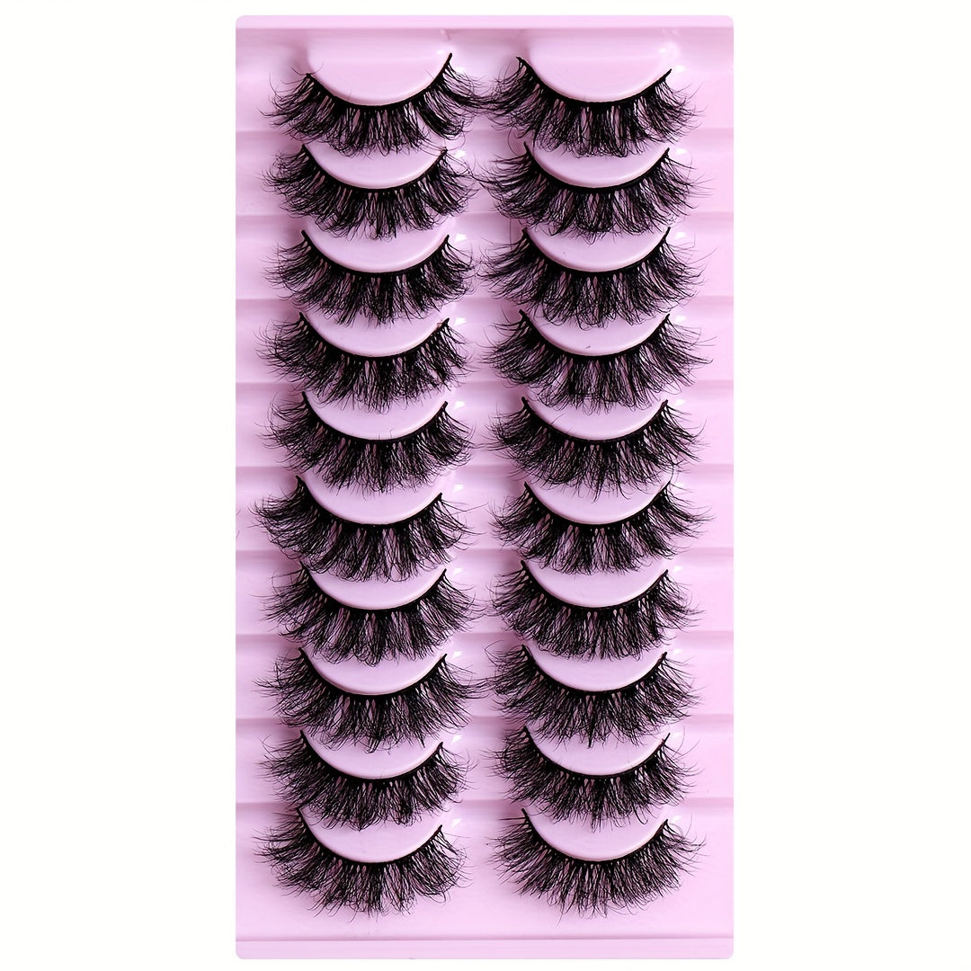 10 Pairs Natural Look False Eyelashes Faux Mink Curling Lashes