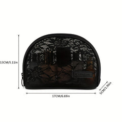 Floral Mesh Makeup Bag Women Breathable Zipper Pouch Toiletry Travel Organizer