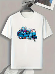 Pattern Print Men's Sports T shirt Graphic Tee For Fitness Activities