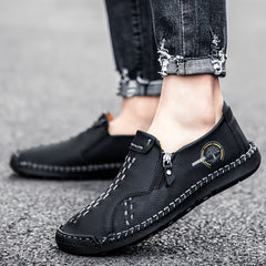 Men's Side Zipper Loafer Shoes Non slip Slip On Spring Summer