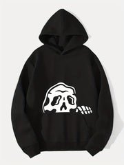 Skeleton Print Hoodie Men's Graphic Pullover Hooded Sweatshirt