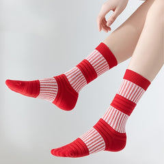 6 Pairs Stripes Print Crew Socks for Women