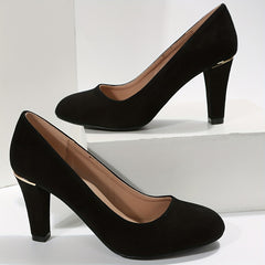 Metallic Block Heels Slip On Work Shoes Comfortable Dress Pumps