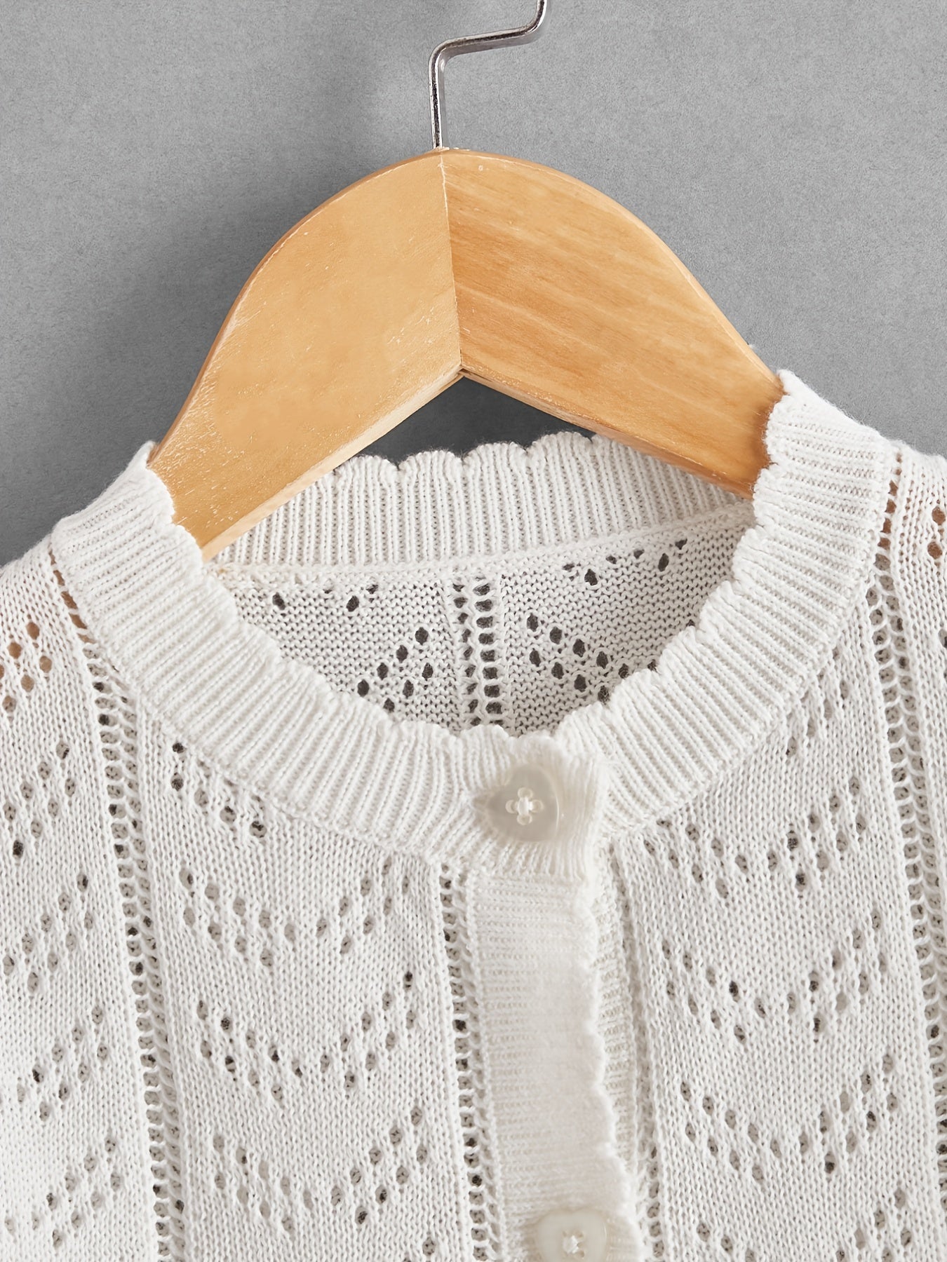 Girls Hollow Out Long Sleeve Knit Cardigan Sweater