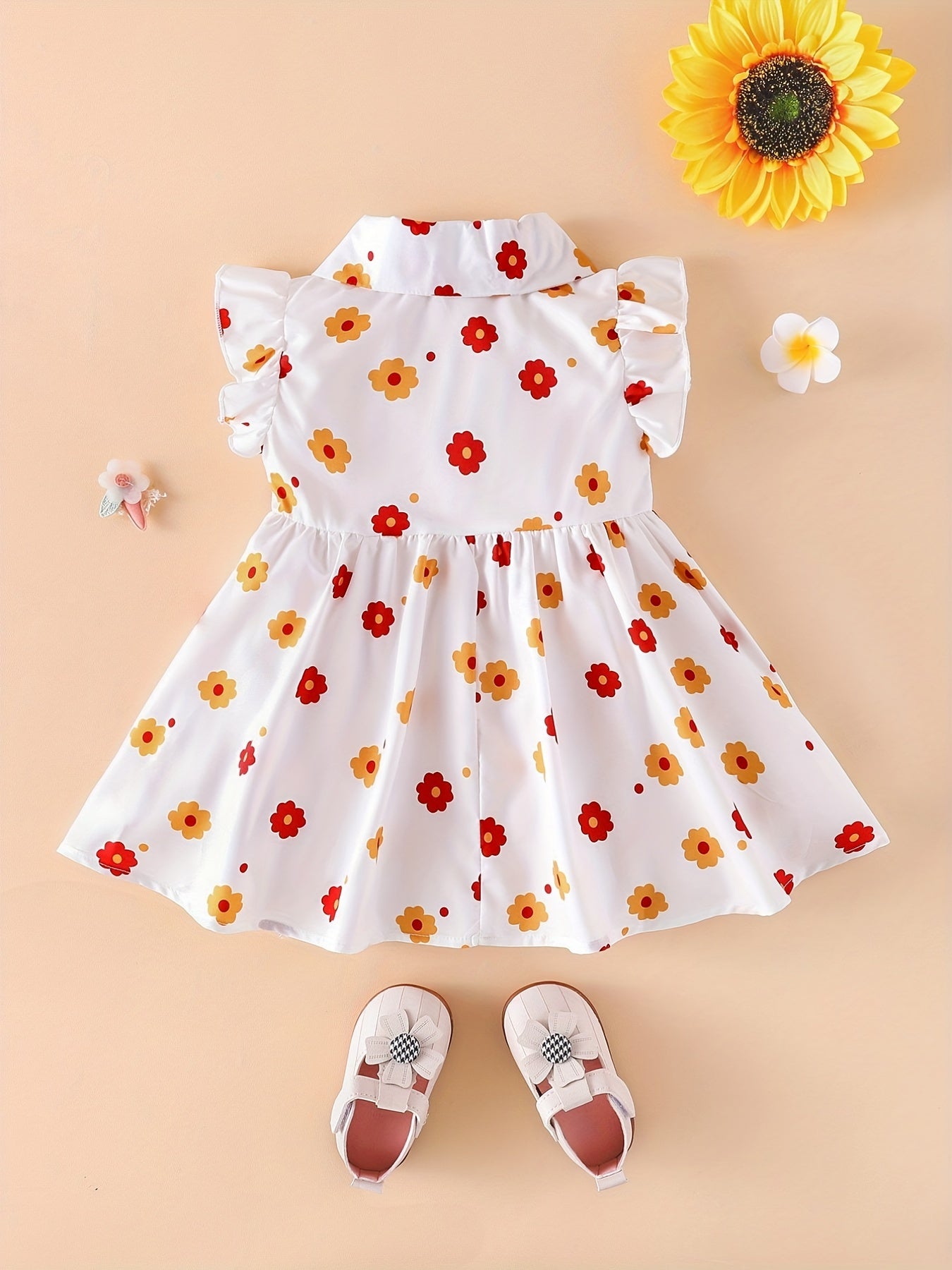 Infant Baby Floral Flutter Sleeve Dress