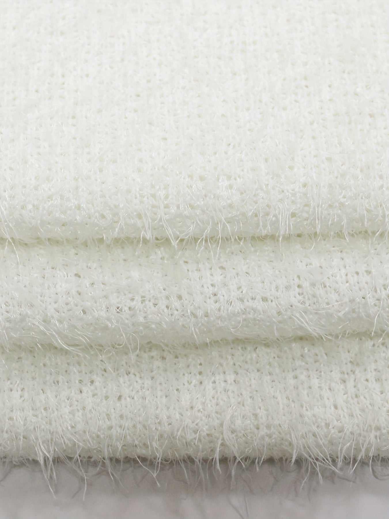 Solid Eyelash Long Sleeve Round Neck Jumper