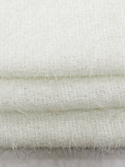 Solid Eyelash Long Sleeve Round Neck Jumper