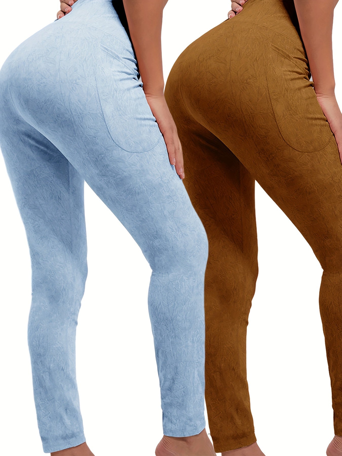 2pcs Butt Lifting Yoga Leggings With Pocket High Stretch Running Sports Tight