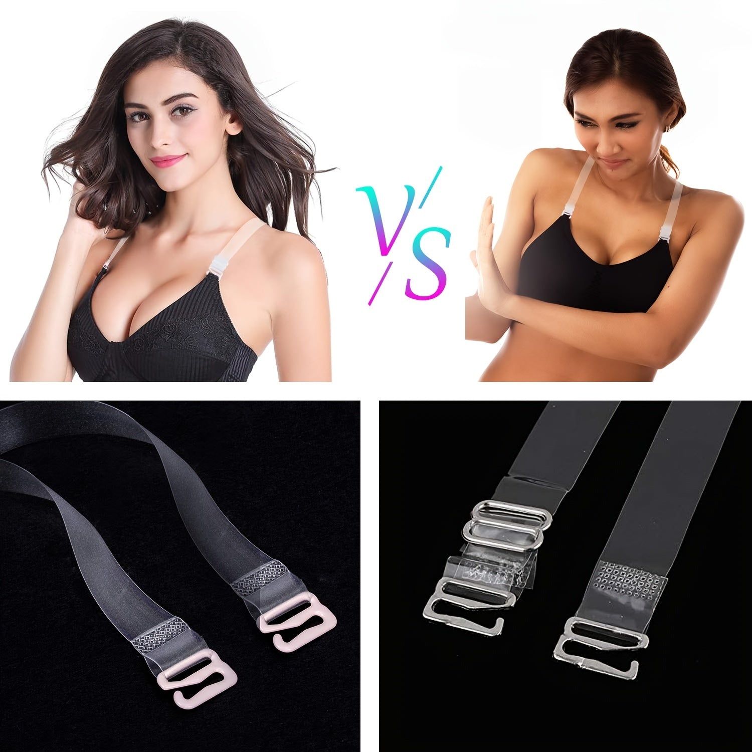 4 Pairs Invisible Bra Straps Non-slip Transparent Women's Lingerie Accessories