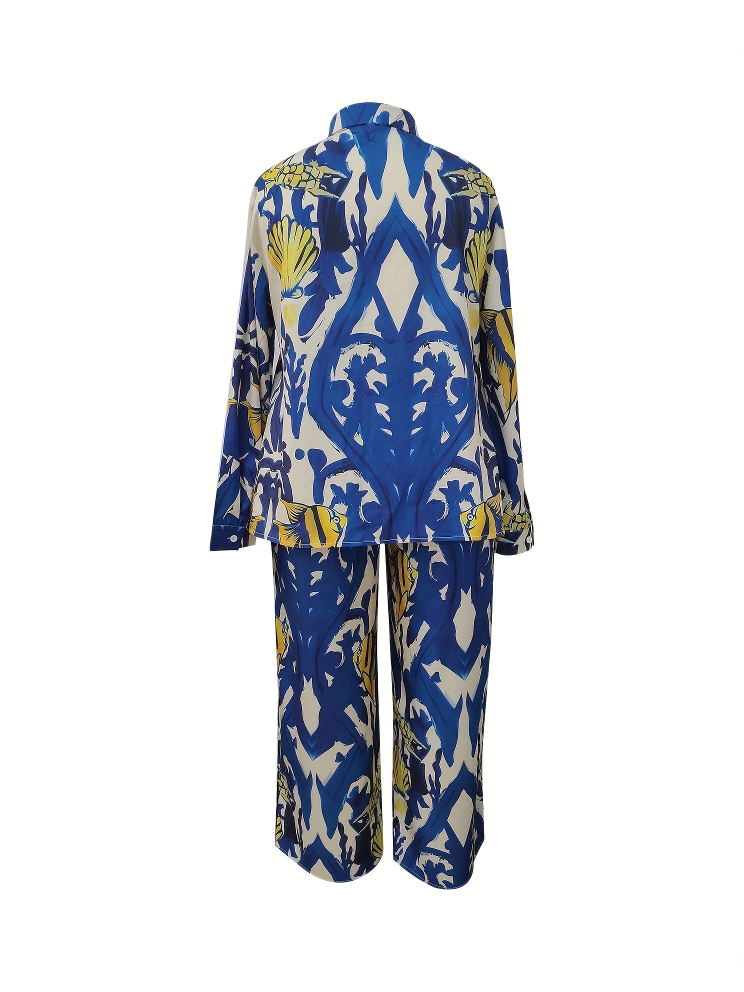 Women's Plus Graphic Print Long Sleeve Shirt & Pants Set