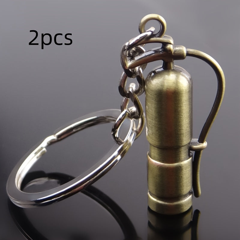 2pcs Mini Metal Fire Extinguisher Keychain Key Ring Pendant Keychain