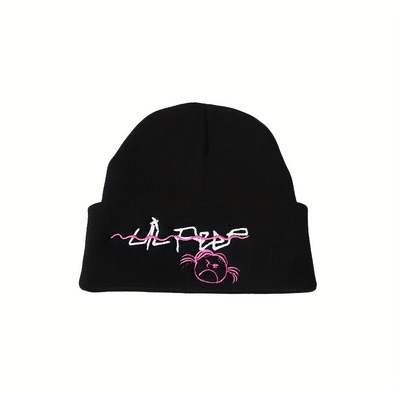 Stylish Letter Cartoon Embroidered Knitted Hat for Winter