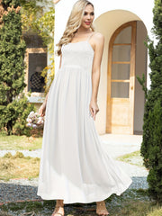Lace Pleated Bridesmaid Dress Spaghetti Strap Wedding Party Dress
