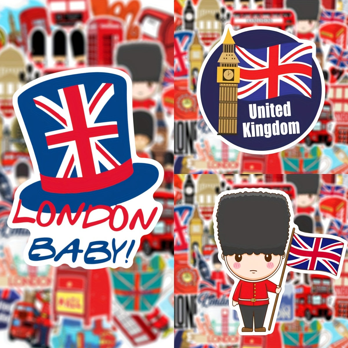 50pcs London Graffiti Stickers Laptop Helmet Decoration