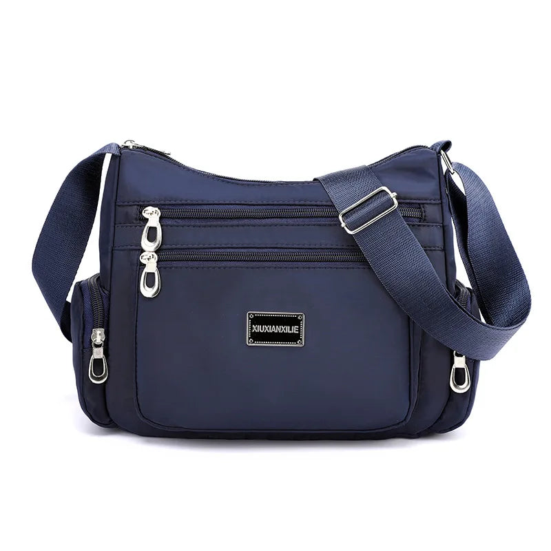 Women Zipper Nylon Waterproof Crossbody Sling Bag 24*10*20cm