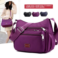 Women Zipper Nylon Waterproof Crossbody Sling Bag 24*10*20cm