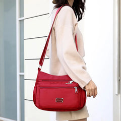 Women Zipper Nylon Waterproof Crossbody Sling Bag 24*10*20cm
