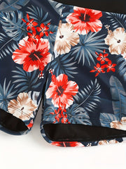 Tropical Print Sexy Boxer Short Bottom High Waist Swimwear