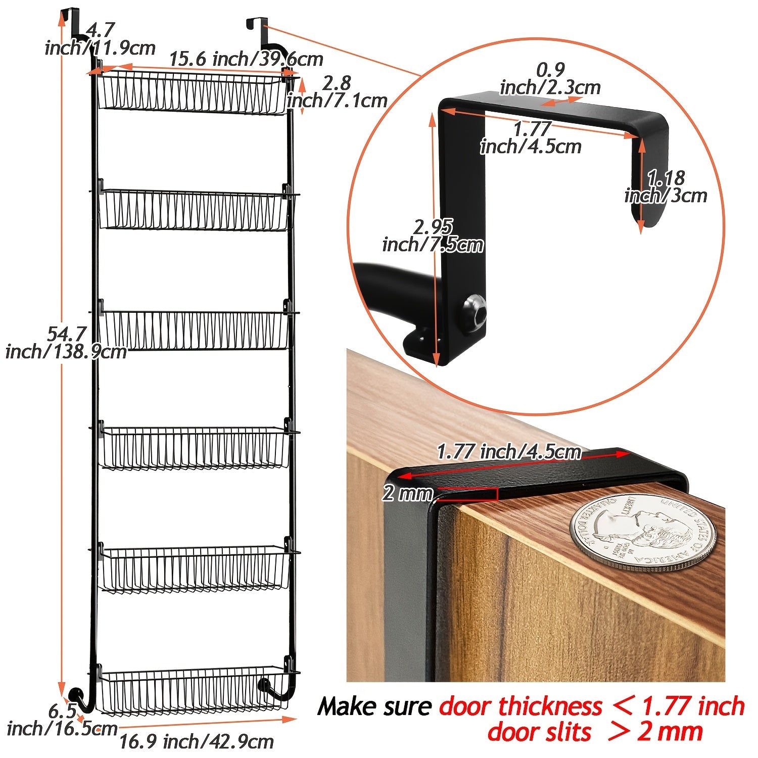 6 Tier Over The Door Pantry Organizer Spice Rack