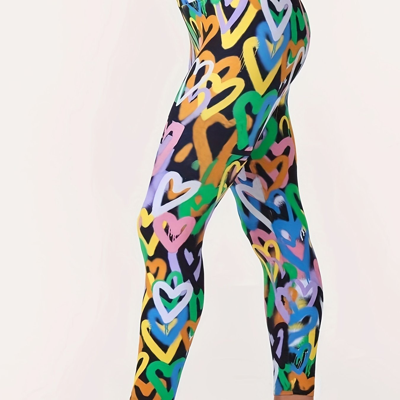 Heart Print Yoga Workout Pants Running Fitness Leggings
