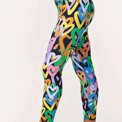 Heart Print Yoga Workout Pants Running Fitness Leggings