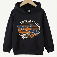 Skateboard Print Boys Hoodie Sweatshirt for Kids