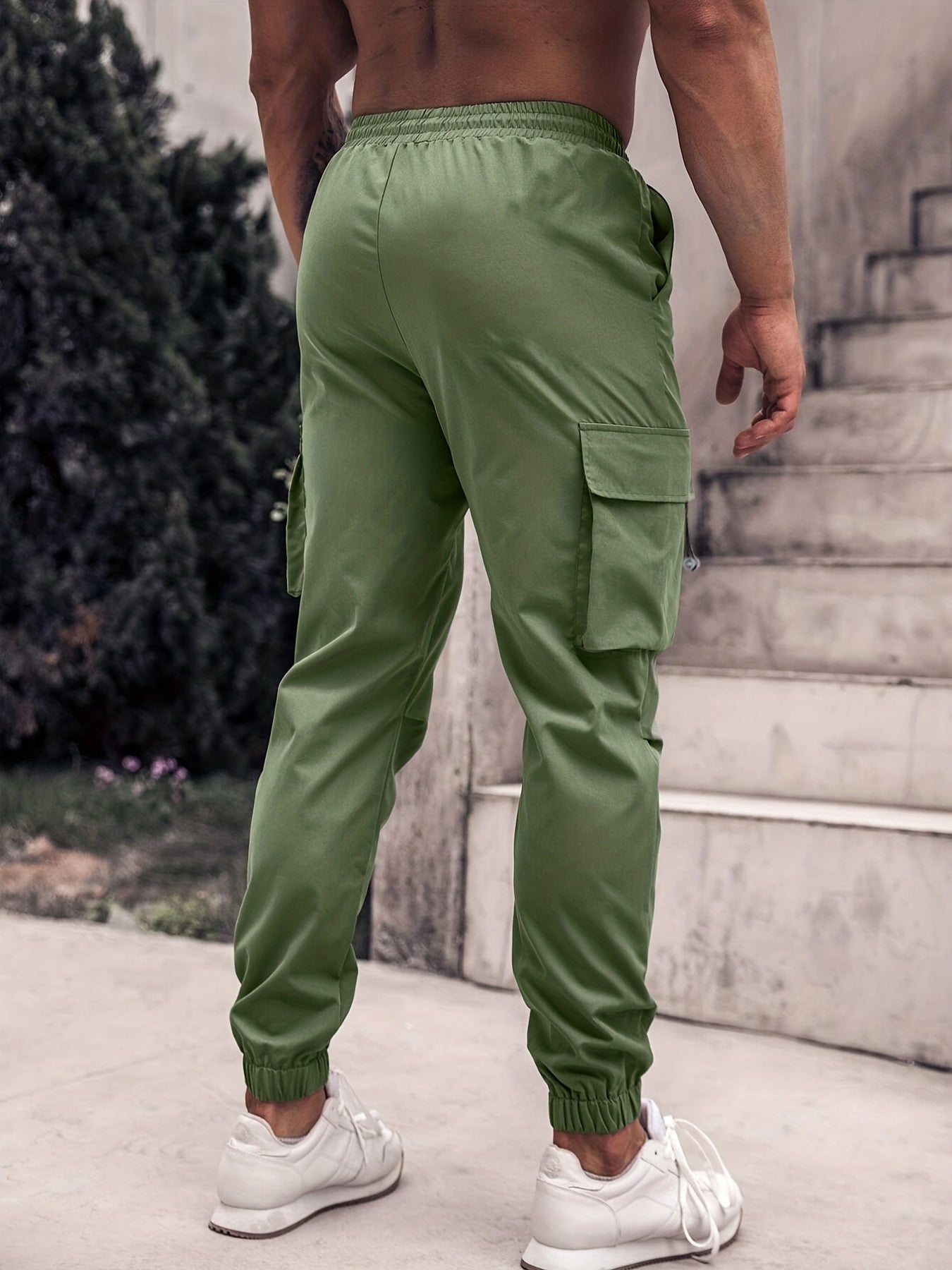 Men's Cargo Pants Flap Pocket Trousers Loose Outdoor Work Streetwear
