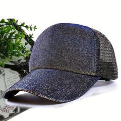 Gradient Sequin Baseball Cap Adjustable Hip Hop Mesh Trucker Hat
