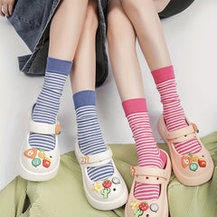 Colorblock Striped Socks Breathable Women's Stockings