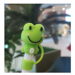 Cartoon Animal Straw Tip Lids Set, Reusable Leakproof Silicone Straw Cover