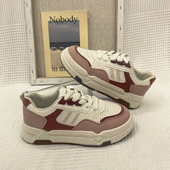 Women's Colorblock Platform Skate Shoes Casual Lace Up Outdoor Shoes