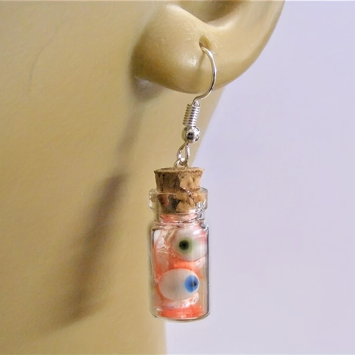 Funny Eyeball Earrings in Glass Bottle Halloween Gift