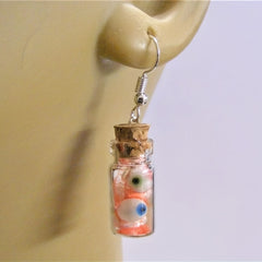 Funny Eyeball Earrings in Glass Bottle Halloween Gift