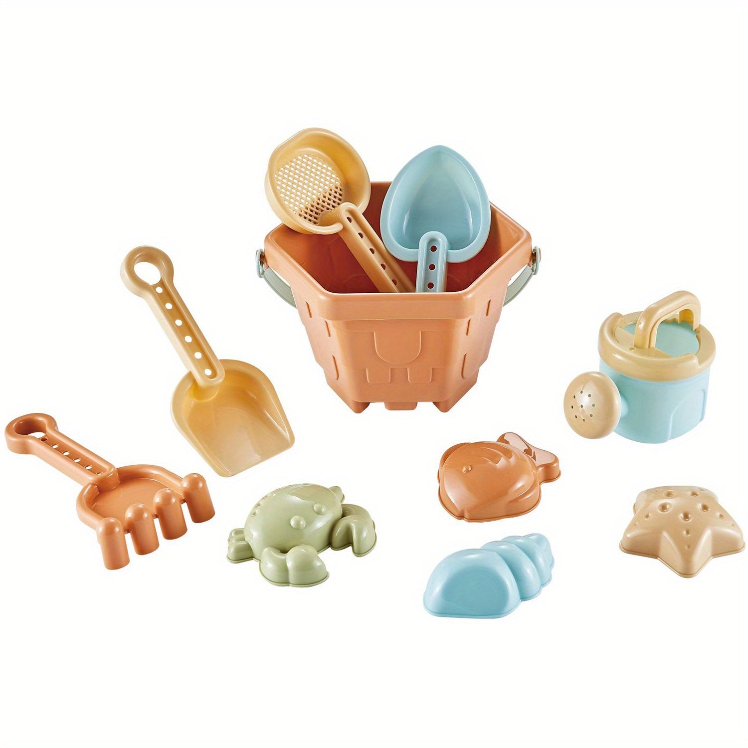 10pcs Beach Toys Set for Kids Outdoor Fun Engineering Vehicle Shovel Hourglass