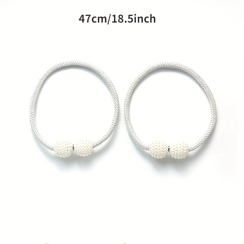2pcs Faux Pearl Magnetic Buckle Curtain Holdback