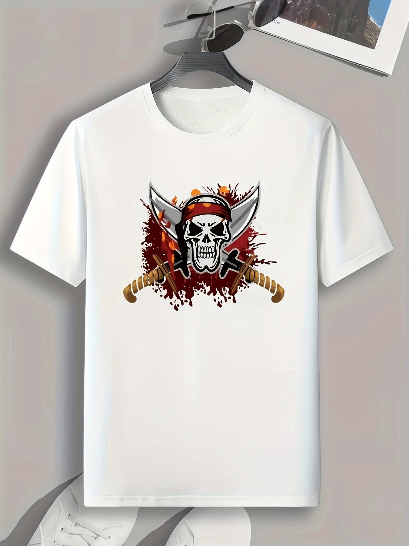 Skull Print Men's Sports T shirt Outdoor Fitness Tee